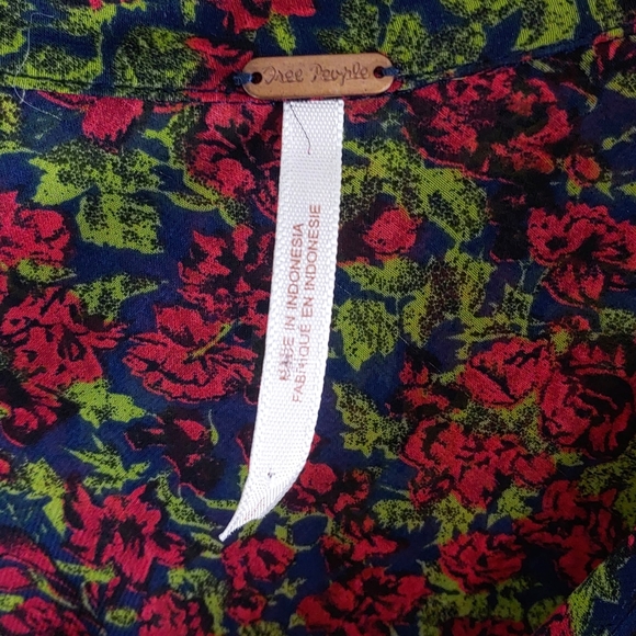 Free People Womens L Flowy Flowery Semi Sheer Button Shirt/Tunic - Picture 4 of 7